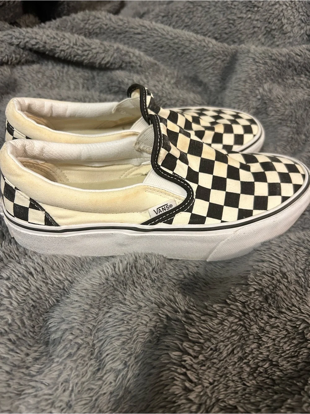 Vans Checkerboard Slip-On Sneakers in Black and White